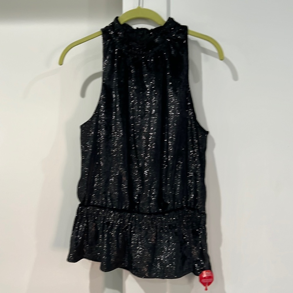 NWT Ramy Brook Black Metallic Sleeveless Top - Size M